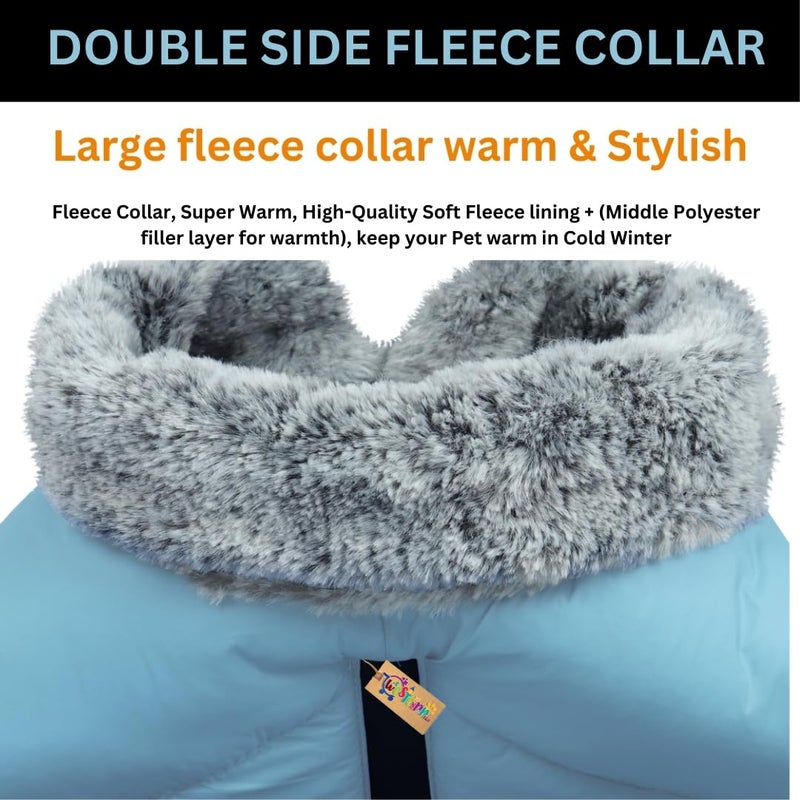 Western Era Dog Winter Fur Coat Waterproof Warm Cold Weather Jacket Stylish Vest Comfortable Pet Apparel for All Breeds & All Ages Group Dogs (Blue) (Medium - 22 inch) - Image 4