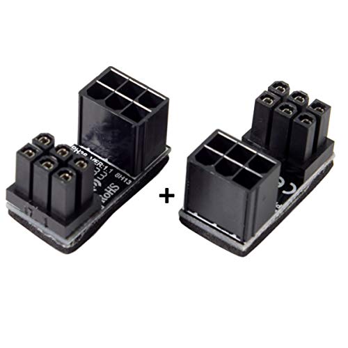 chenyang 2 Pack ATX 6Pin Male to Female 180 Degree Angled Power Connector Adapter for GPU Graphics Card - Image 1