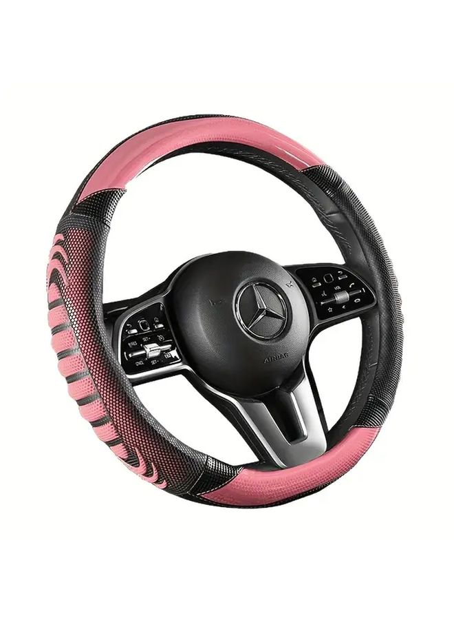Blue 5D Honeycomb Steering Wheel Cover Breathable Comfortable Grip Vehicle Upgrade Soft Touch Daily Commuters - Image 1