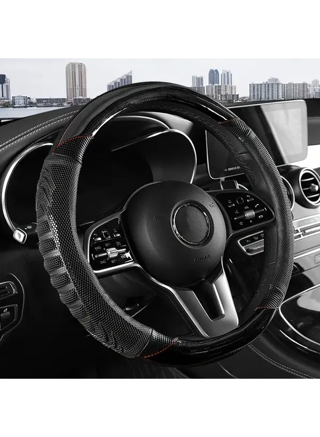 Blue 5D Honeycomb Steering Wheel Cover Breathable Comfortable Grip Vehicle Upgrade Soft Touch Daily Commuters - Image 4