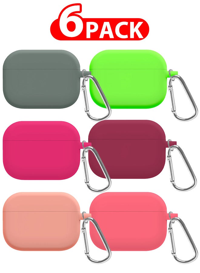 CATANES 6 Pack Shockproof Case For Airpod Pro Silicone Protective Case Shockproof Case Ultra Slim Cover with Keychain Carabiner Multicolour  - Image 1