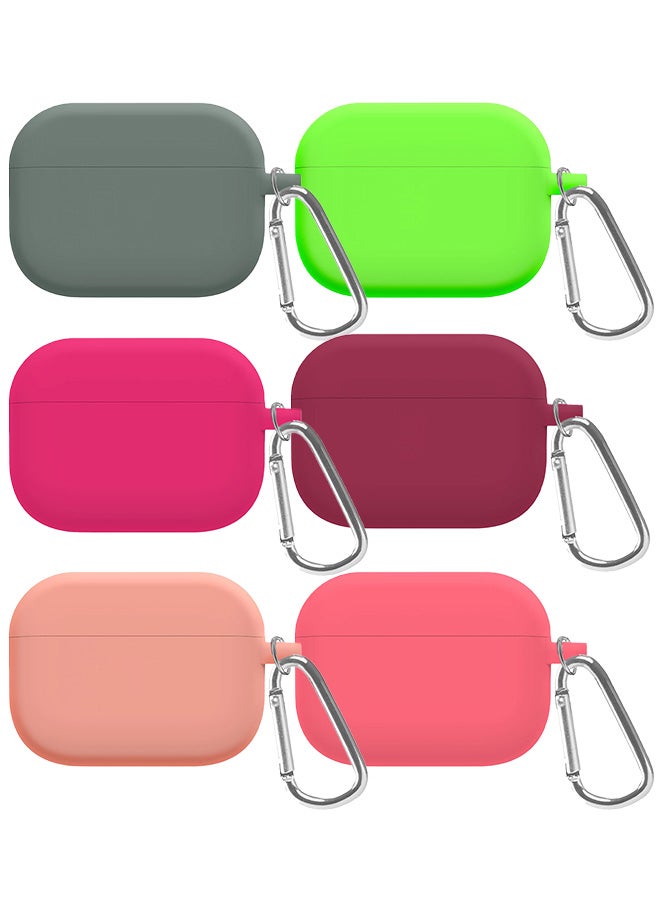 CATANES 6 Pack Shockproof Case For Airpod Pro Silicone Protective Case Shockproof Case Ultra Slim Cover with Keychain Carabiner Multicolour  - Image 2