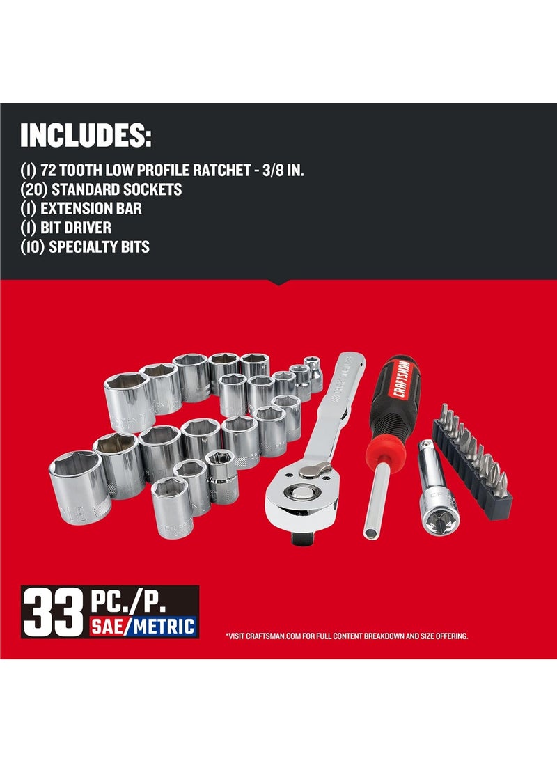 CRAFTSMAN CRAFTSMAN Mechanics Tool Set 33 Piece 38 Inch Drive SAEMetric CMMT12113  - Image 3