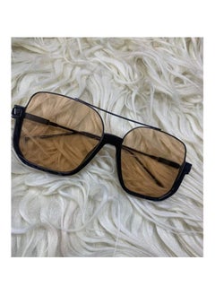 amazing.EGP Trendy Oversized Square Sunglasses, Unisex Fashion Eyewear, Brown Tinted Lens, Black Frame  - Image 2