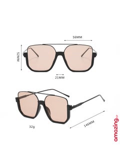 amazing.EGP Trendy Oversized Square Sunglasses, Unisex Fashion Eyewear, Brown Tinted Lens, Black Frame  - Image 5