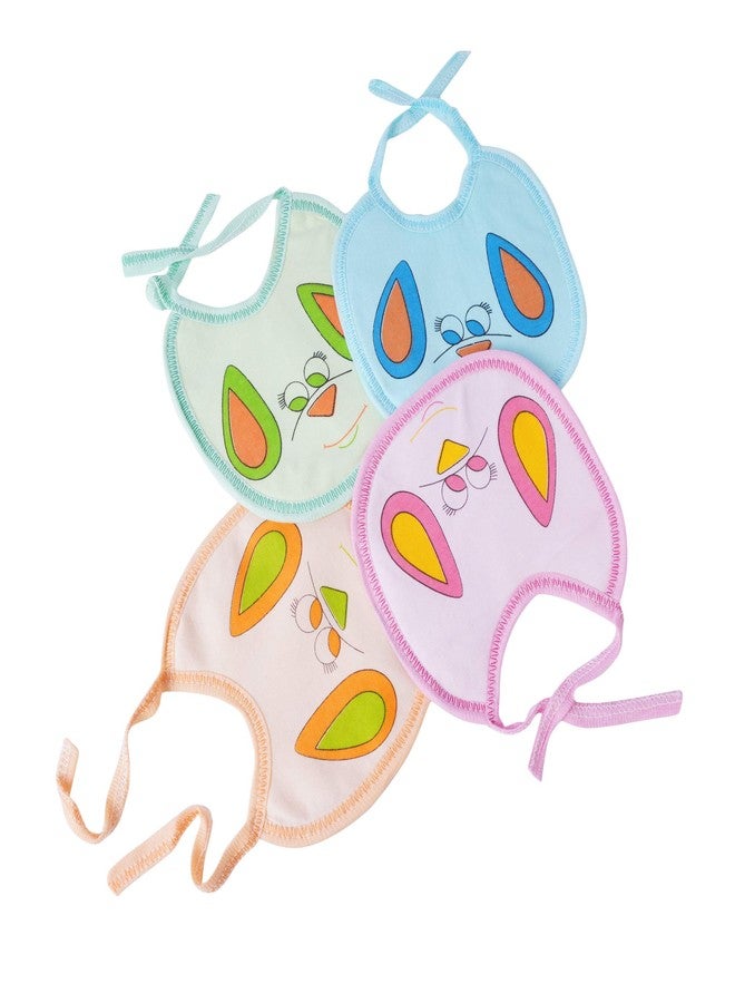 Lala Maneet Bibs for Baby Ear0 to 12 Month Babies Feeding Infants and Toddlers Pack of 4 | Front Cotton Back PVC Waterproof Baby Bibs, Ultra Soft Skin Friendly, Baby Bibs Assorted Colour - Image 4