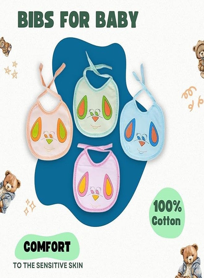 Lala Maneet Bibs for Baby Ear0 to 12 Month Babies Feeding Infants and Toddlers Pack of 4 | Front Cotton Back PVC Waterproof Baby Bibs, Ultra Soft Skin Friendly, Baby Bibs Assorted Colour - Image 2