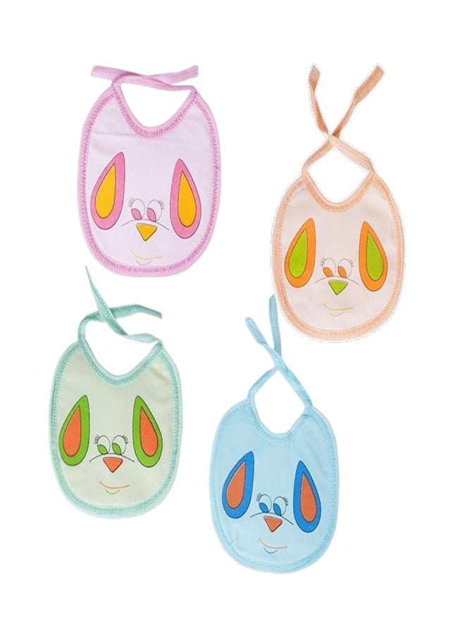Lala Maneet Bibs for Baby Ear0 to 12 Month Babies Feeding Infants and Toddlers Pack of 4 | Front Cotton Back PVC Waterproof Baby Bibs, Ultra Soft Skin Friendly, Baby Bibs Assorted Colour - Image 1