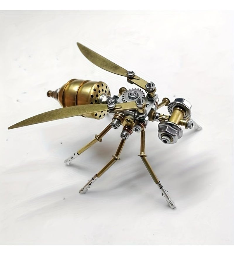 Golden Brass Alloy Steampunk Bumblebee Metal Puzzle DIY Assembly Model Kit Relax Toy - Image 1