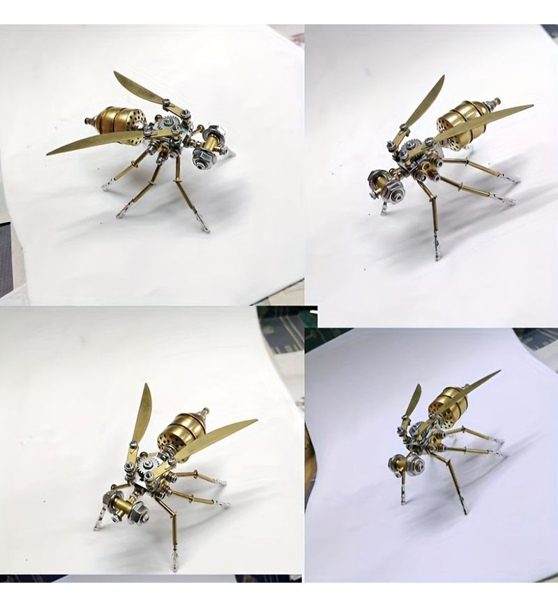 Golden Brass Alloy Steampunk Bumblebee Metal Puzzle DIY Assembly Model Kit Relax Toy - Image 4