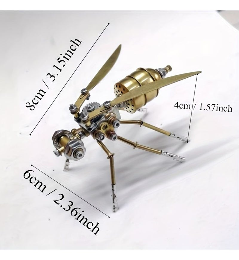 Golden Brass Alloy Steampunk Bumblebee Metal Puzzle DIY Assembly Model Kit Relax Toy - Image 3