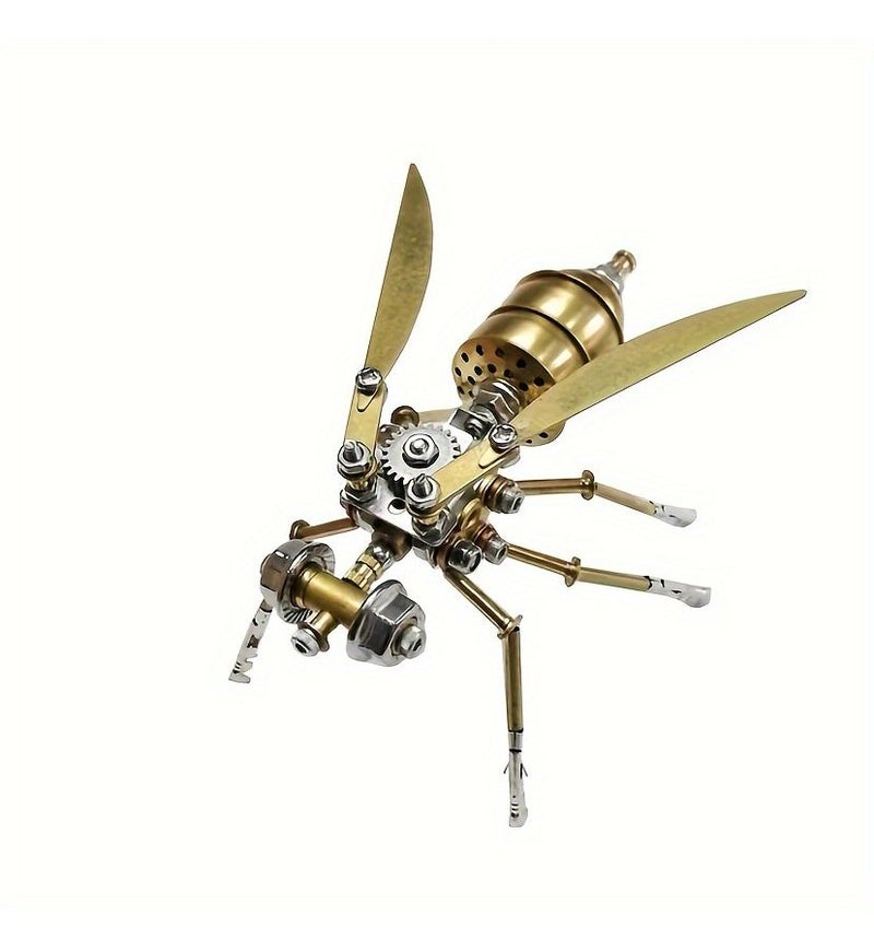 Golden Brass Alloy Steampunk Bumblebee Metal Puzzle DIY Assembly Model Kit Relax Toy - Image 2