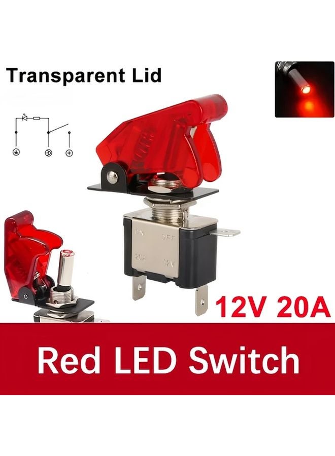 قطعتان من مفتاح التأرجح الأحمر SPST تشغيل وإيقاف ثقيل لاستخدامات المراكب البحرية والسيارات والشاحنات - Image 1