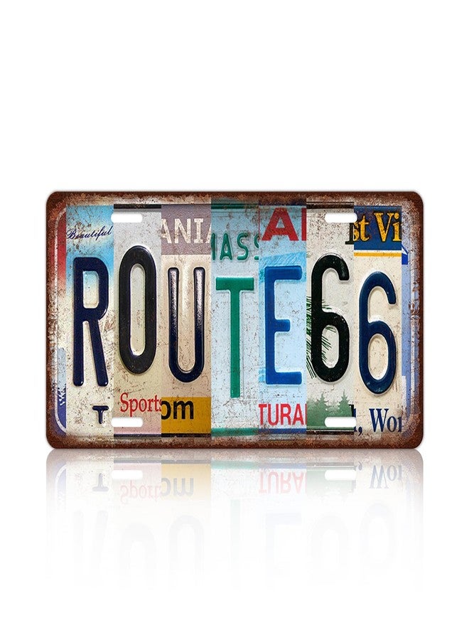 MTsigns Vintage Route 66 Metal Tin Sign License Plate Wall Decor 12 x 6 Inches - Image 1