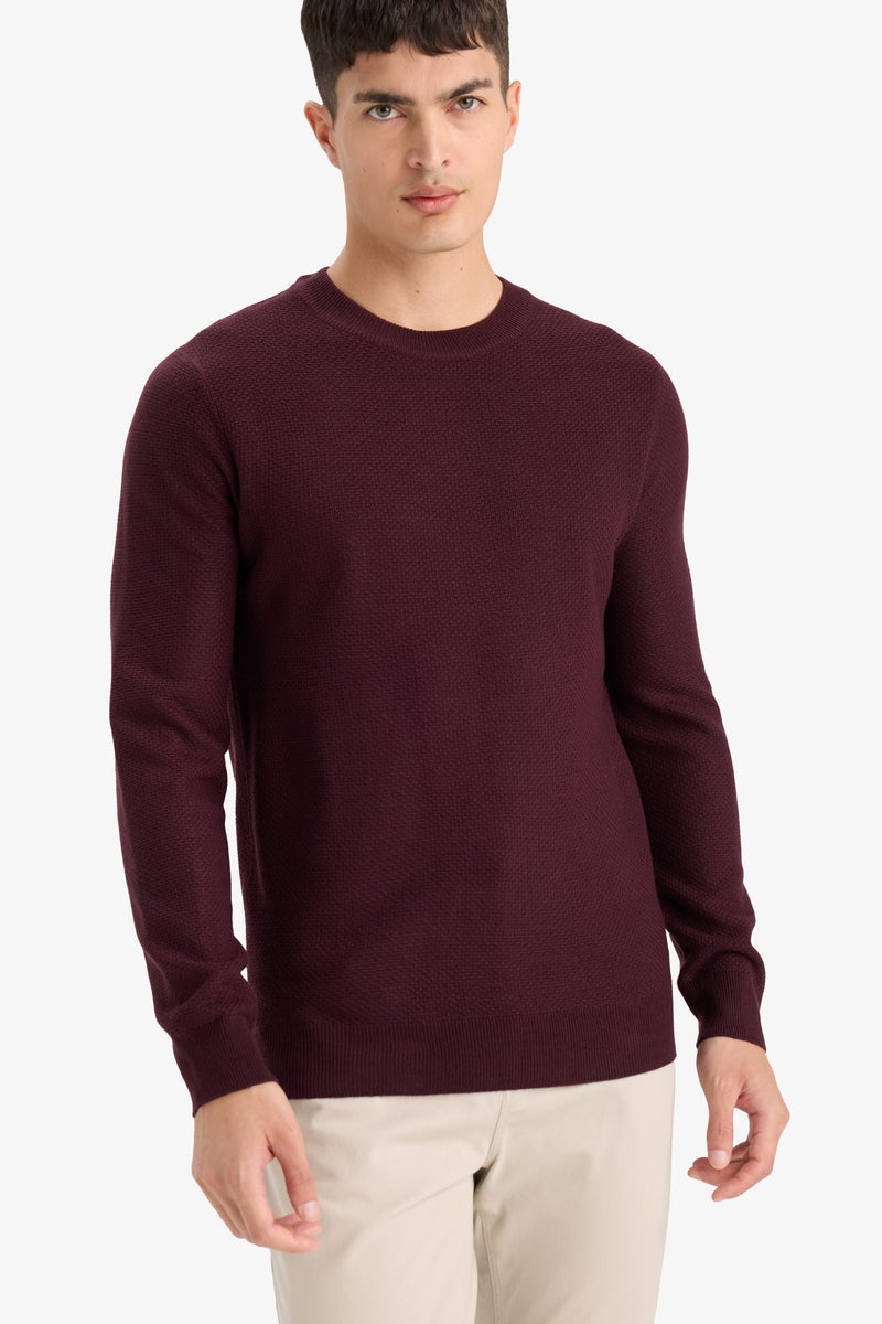DeFacto Red Man Standard Fit Crew Neck Knitwear Pullover Casual - Image 1