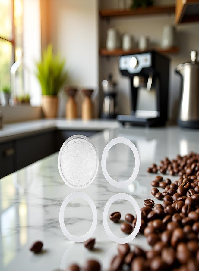 GANPUB 3Pcs White 3 Cup Replacement Silica Gel Gaskets and Aluminum Filters for Moka Pot Coffee Bottle 3 Cup OneSize,Paper and Plastic Household Supplies - Image 2