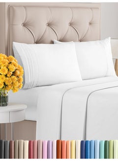 King Size 4 Piece Sheet Set Comfy Breathable And Cooling Sheets Hotel Luxury Bed Sheets For Women And Men Deep Pockets Easy Fit Extra Soft And Wrinkle Free Sheets White Oeko Tex Bed Sheet Set