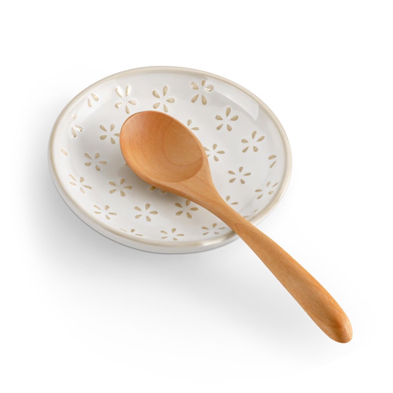 MALACASA Ceramic Spoon Rest for Stove Top, 4.8 inch Cooking Spoon Holder for Kitchen Counter,Utensil Rest for Ladle, Spatula, Spoons or Tongs, Modern Farmhouse Kitchen DÃ©cor - 01, Series LYDIA - Image 1