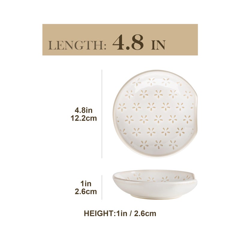 MALACASA Ceramic Spoon Rest for Stove Top, 4.8 inch Cooking Spoon Holder for Kitchen Counter,Utensil Rest for Ladle, Spatula, Spoons or Tongs, Modern Farmhouse Kitchen DÃ©cor - 01, Series LYDIA - Image 2
