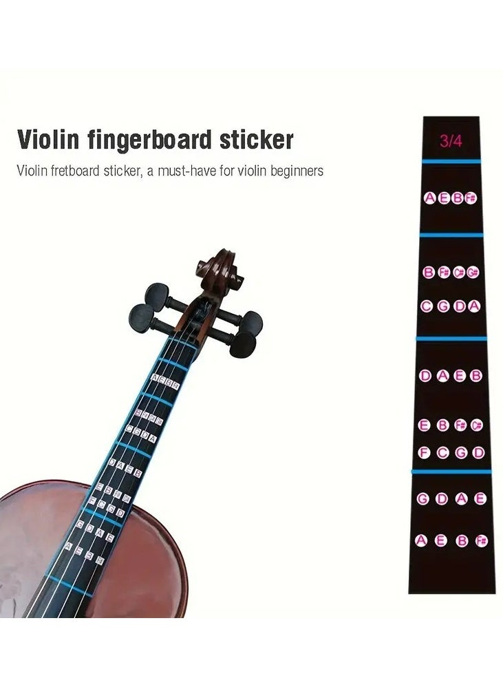 Mike Music - Violin Sticker, 3/4 Violin Notes Sticker, Removable Violin Fingerboard Sticker for Beginners Practice, Violin Finger Guide, Violin Accessories Stickers - Image 1
