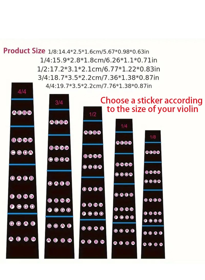 Mike Music - Violin Sticker, 3/4 Violin Notes Sticker, Removable Violin Fingerboard Sticker for Beginners Practice, Violin Finger Guide, Violin Accessories Stickers - Image 1