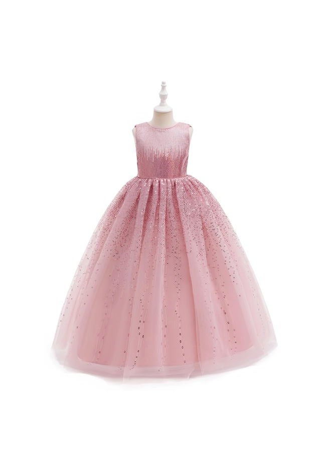 DPKM Flower Girls Sequin Dress Bridesmaid Sparkle Formal Wedding Party Birthday Kids Pageant Princess Prom Ball Gown, Dusty Pink, 7-8 Years - Image 2