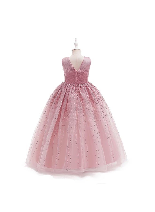 DPKM Flower Girls Sequin Dress Bridesmaid Sparkle Formal Wedding Party Birthday Kids Pageant Princess Prom Ball Gown, Dusty Pink, 7-8 Years - Image 4