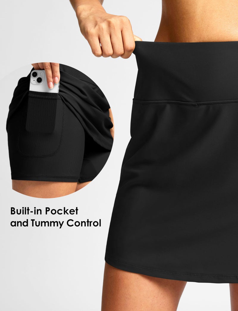 Viodia Women's 17" Long Swim Skirt High Waisted Modest Swimsuits Skirt Bathing Suit Tummy Control Swim Bottoms Black M - Image 4