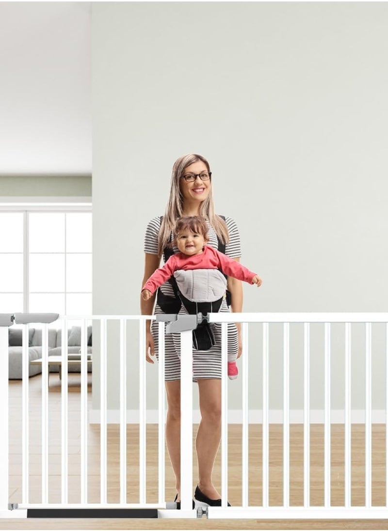 Generic - Auto Close Safety Baby Gate,Adjustable Width Stairway Guard Rail Child Safety Gate,Expandable Baby Pet Safety Gate,The Maximum Suitable Width is 94 cm,Including 10 cm Extension Rack (Size:85-94cm) - Image 1