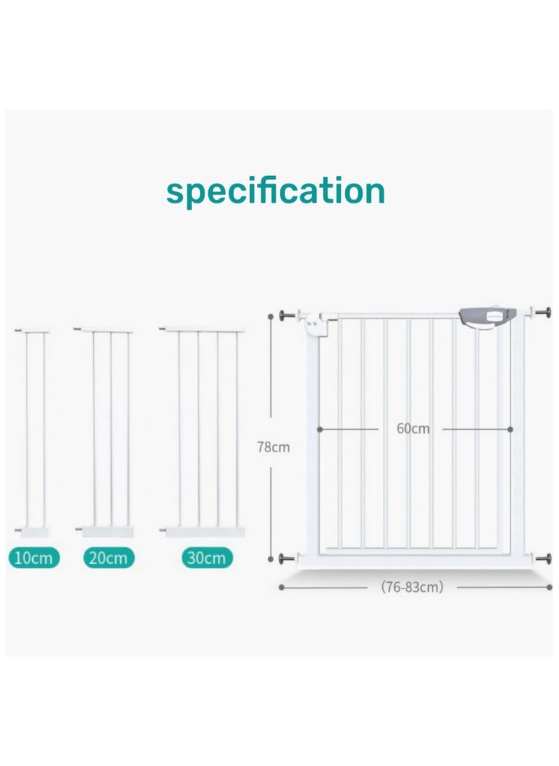 Generic - Auto Close Safety Baby Gate,Adjustable Width Stairway Guard Rail Child Safety Gate,Expandable Baby Pet Safety Gate,The Maximum Suitable Width is 94 cm,Including 10 cm Extension Rack (Size:85-94cm) - Image 1