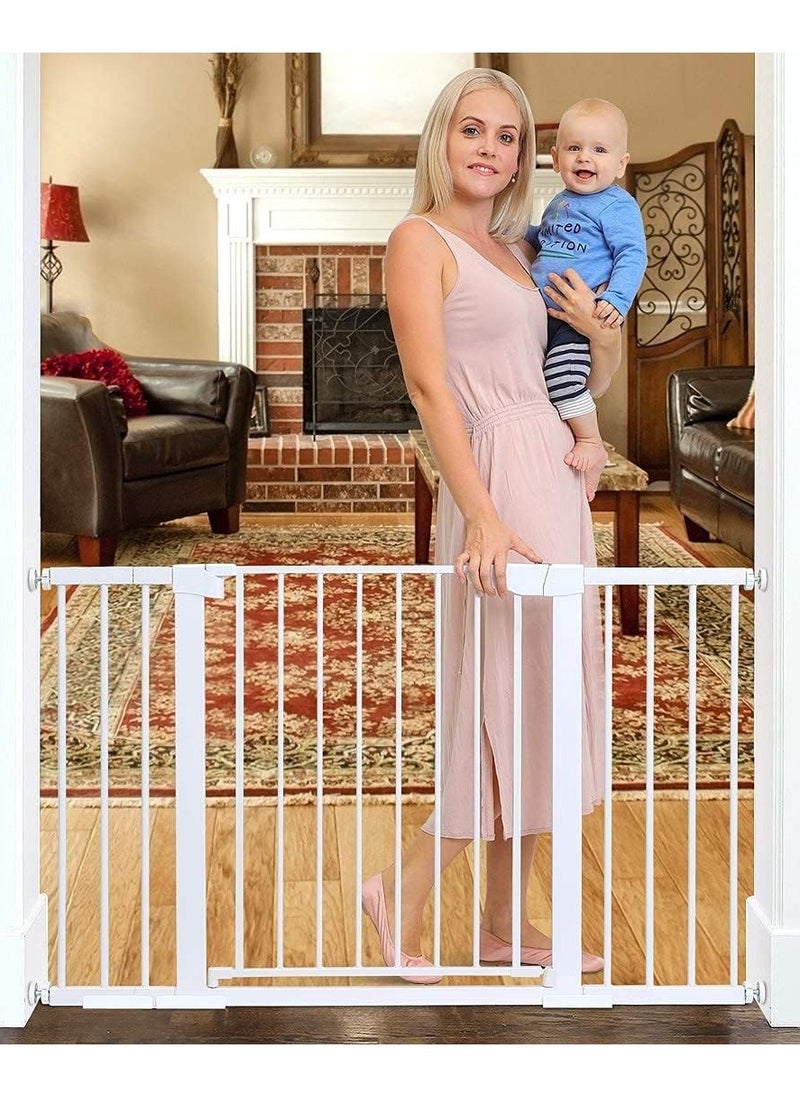 Generic - Auto Close Safety Baby Gate,Adjustable Width Stairway Guard Rail Child Safety Gate,Expandable Baby Pet Safety Gate,The Maximum Suitable Width is 94 cm,Including 10 cm Extension Rack (Size:85-94cm) - Image 1