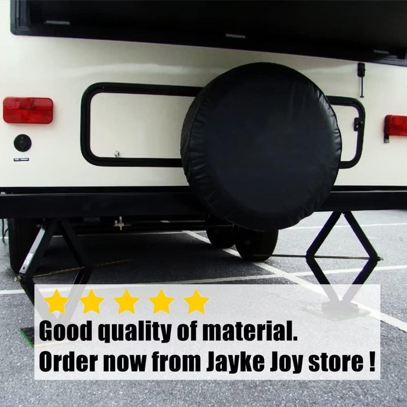 Jayke Joy Spare Tire Cover, Black Wheel Cover Waterproof PVC Leather Dust-Proof Universal Fit for Jeep, Trailer, RV, SUV, Camper and Vehicle (15 Inch) - Image 4