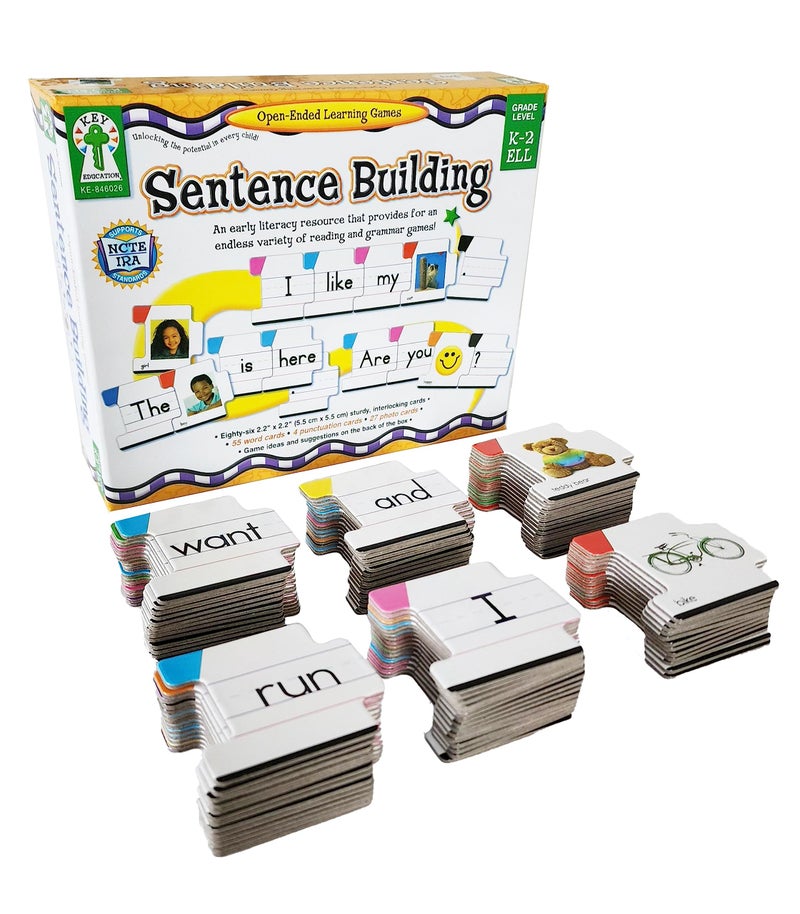 Key Education Sentence Building Game, Phonics Puzzles for Kids Ages 6-8, Learn to Read Parts of Speech, Sight Words, and More, Speech Therapy Materials for Kindergarten, 1st Grade, and Up - Image 1