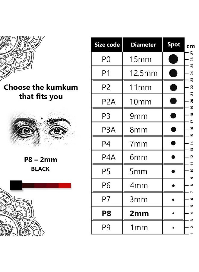Eyetex Eyetex Pallavi Sticker Bindi/Pottu|Round|Aloe Vera & Papaya Extracts|Breathable Non-Irritating Velvet Fabric|P8|Black|20 Flaps - Image 4