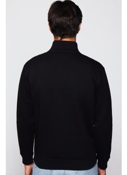 Tudors Cotton High Collar Zippered Black Unisex Sweatshirt  - Image 5