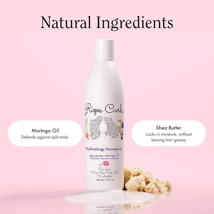 Rizos Curls Travel Hydrating Shampoo, Gently Cleanse, Deeply Moisturizes & Nourishes Scalp, Soft & Healthy Hair from Shea Butter & Moringa Oil, 2.5 oz - Image 3
