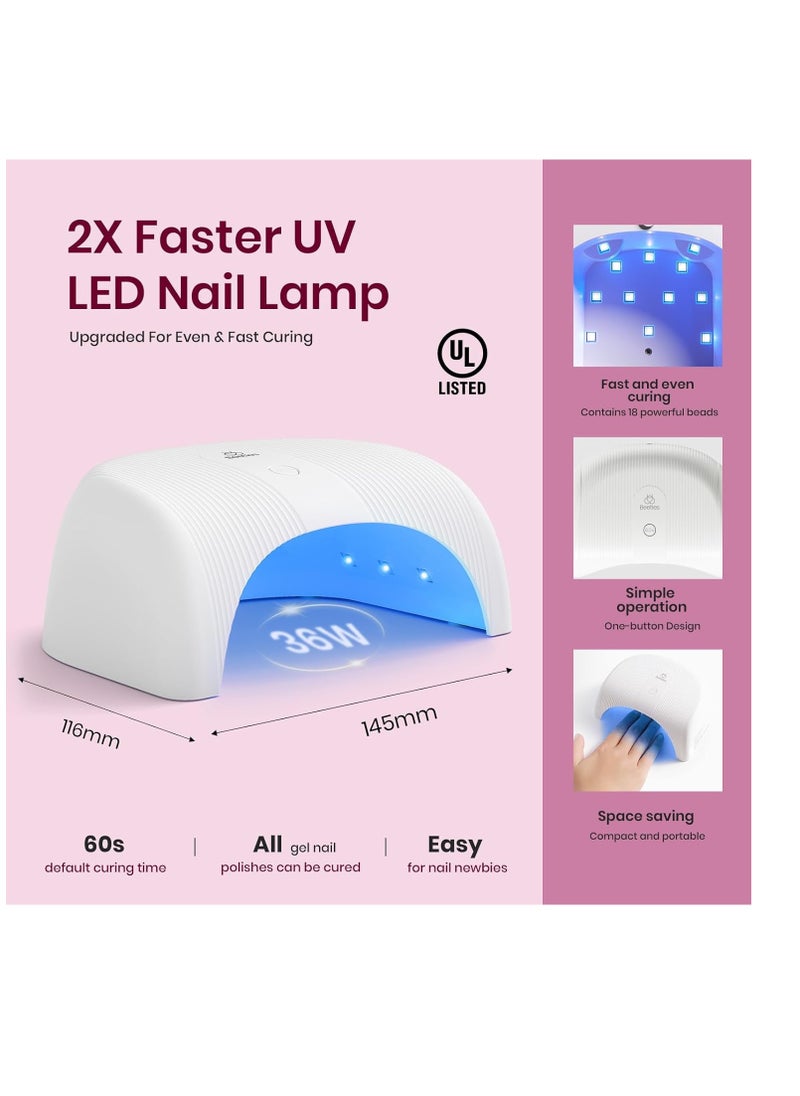 beetles Gel Polish Beetles Gel Nail Polish Kit with UV Light 6 Colors Purple Nude Red Black Gel Polish 25 Pcs Starter Kit Soak off 36W LED Nail Lamp Gel Nail Polish Set Salon DIY Nail Decoration Gifts for Mom  - Image 5