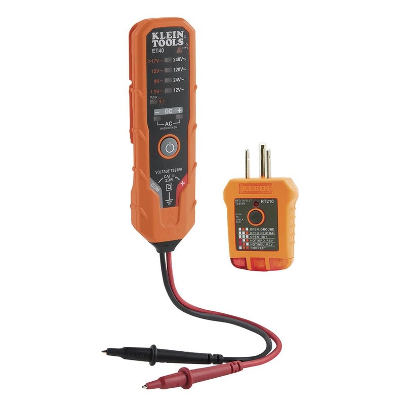 Klein Tools ET40VP Voltage Test Kit GFCI Receptacle Tester ACDC Voltage Tester Detects Common Electrical Wiring Problems