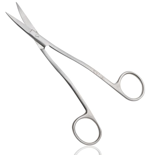 Ontaki Dual Bent Machine Embroidery Scissors - 6.5" German Steel, Silver - Precision Curved Cuts & Applique Scissors - Ergonomic 90 Degree Handle & Embroidery Tools - Sharp Tip & Sewing Tools - Image 1