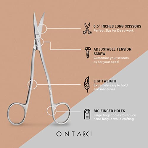 Ontaki Dual Bent Machine Embroidery Scissors - 6.5" German Steel, Silver - Precision Curved Cuts & Applique Scissors - Ergonomic 90 Degree Handle & Embroidery Tools - Sharp Tip & Sewing Tools - Image 5