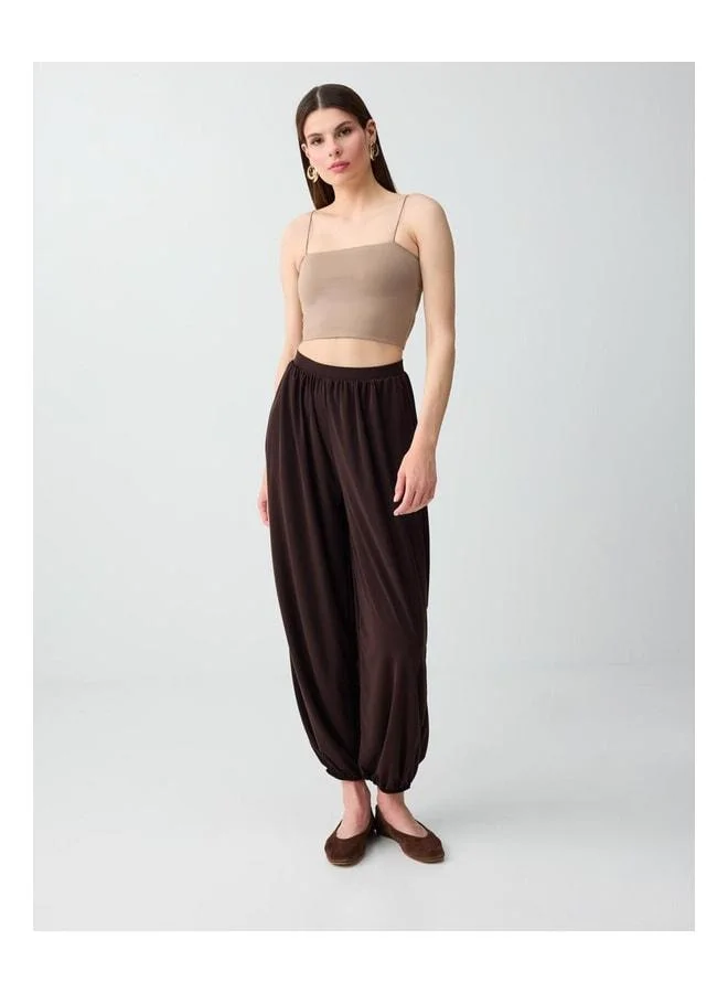 Jimmy Key Light Brown Slim Fit Open Neck Short Knitted Bralette.
