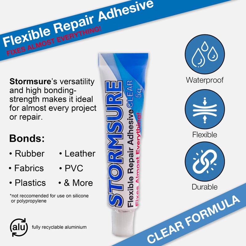 Stormsure Flexible Repair Adhesive: 3 x 5g Clear Glue - Highly Durable, Waterproof Glue for All Repairs - Image 2