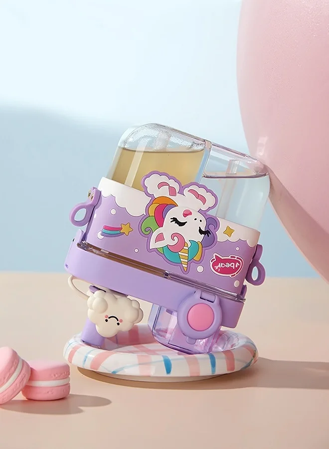 LITTLE SURPRISE BOX Little Surprise Box, Dual Beverage compartment, Purple Unicorn Tritan Kids Water Bottle, 580ml, 2yrs +