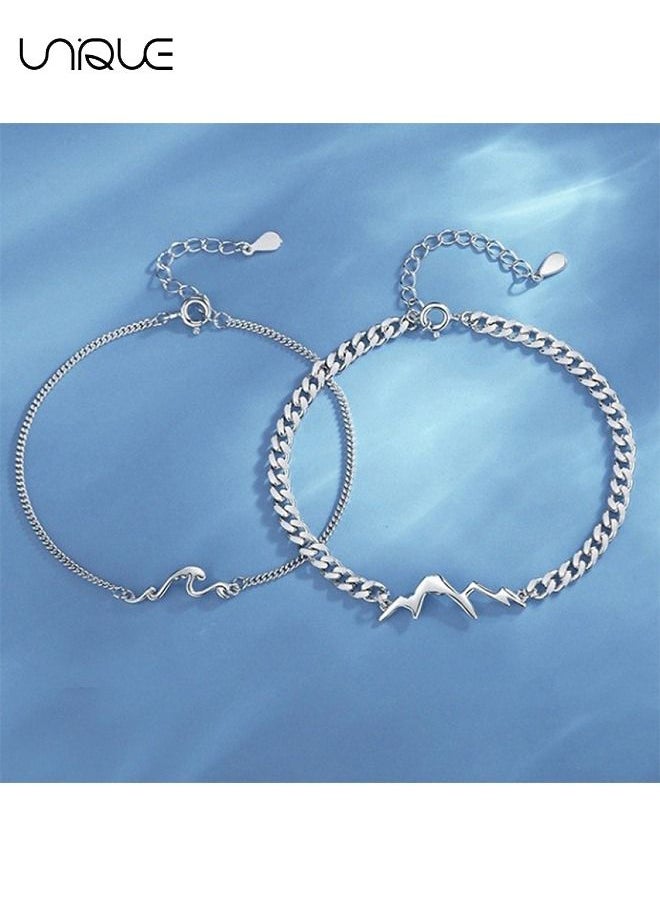 Unique Couple Bracelet, Hai Vow Mountain Alliance Couple Bracelet A Pair Of Men and women Couple Simple Niche Design Sense 2023 New Model  - Image 2