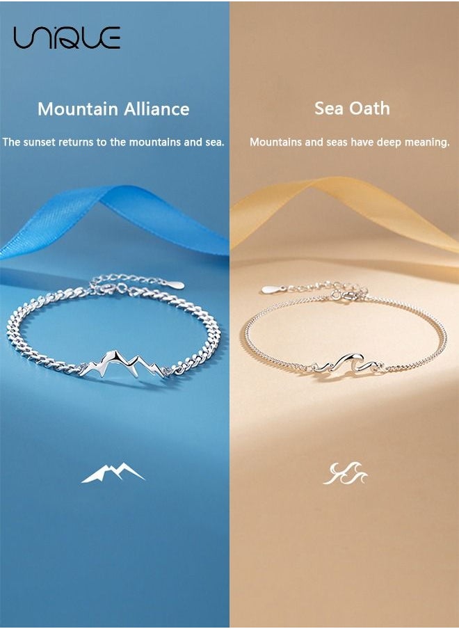 Unique Couple Bracelet, Hai Vow Mountain Alliance Couple Bracelet A Pair Of Men and women Couple Simple Niche Design Sense 2023 New Model  - Image 4