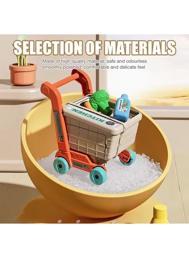 Kids Shopping Cart Trolley 2 in 1 Toy Shopping Cart with Shop Accessories Kids Shopping Cart Kitchen Toy Pretend Play Trolley Toy Playset Grocery Shopping Cart with Wheels Easy Assembly Pretend Play and Role-Playing Games Child-Safe and Durable Ages 3+ - Image 5