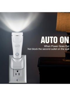 Enhon Plug In Flashlight, 4 In 1 LED Rechargeable Flashlight, Power Outage Light With Motion Detection, Portable Lightweight LED Light Torch For Home And Office, (1pc, White)  - Image 2