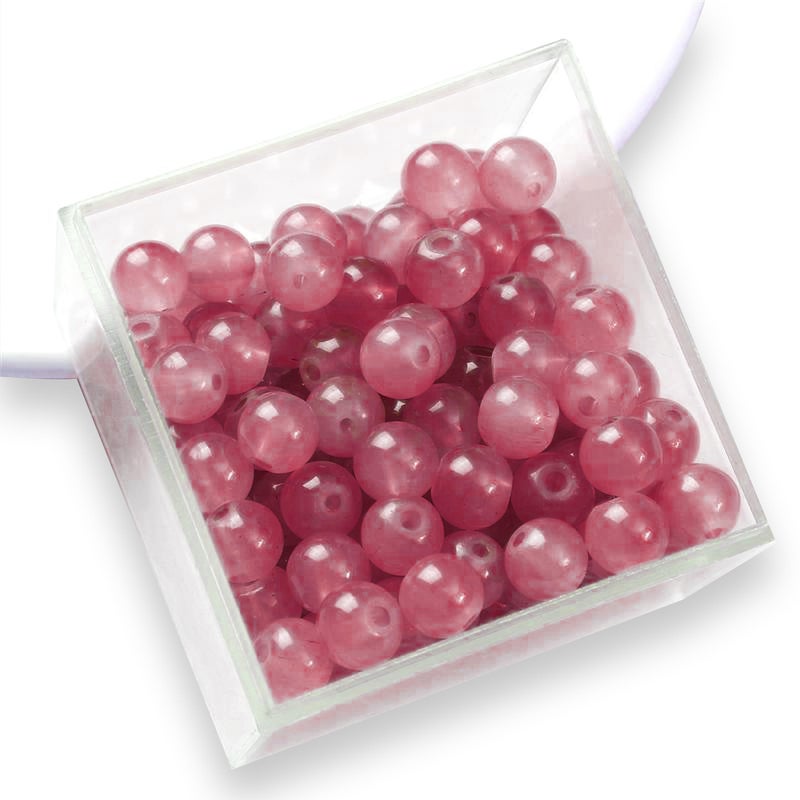 INDIKONB Jelly Glass Beads | 8mm Round Glass Pearl Beads for Jewellery Making | 200 Pcs Bead for Bracelets, DIY Craft & Beading Projects (Ruby), Red - Image 3