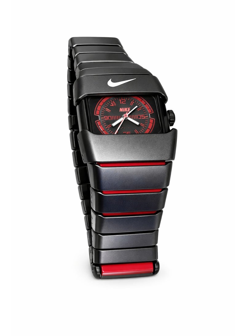 Nike Stainless Steel Analog Watch Black with Red Dial Men's Wrist Watch