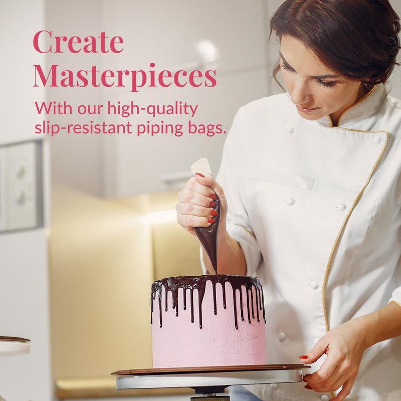 Prestee Set of 200 - Anti Burst Piping Bags 12 Inch - Tipless Icing Bags - Durable Frosting Piping Bag Tools - Pastry and Cookie Decorating Supplies - Image 2
